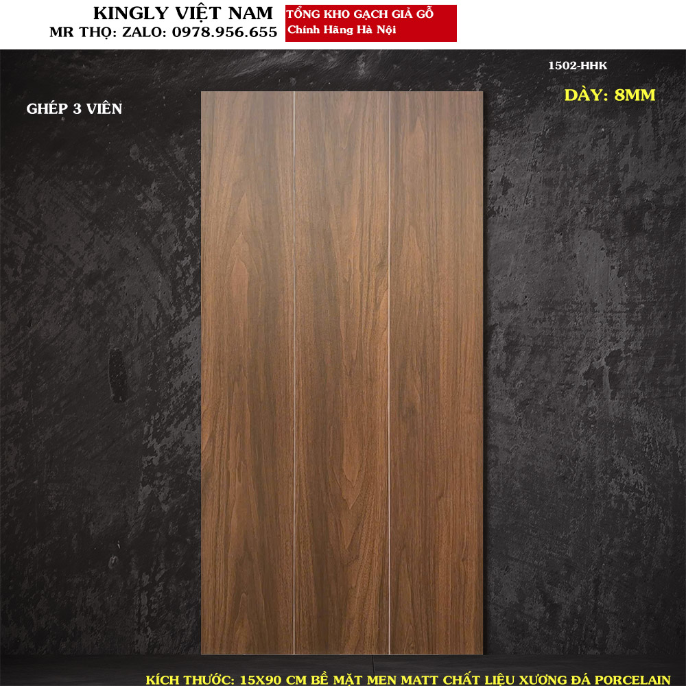 Gạch giả gỗ 15x90 Trung Quốc 1502